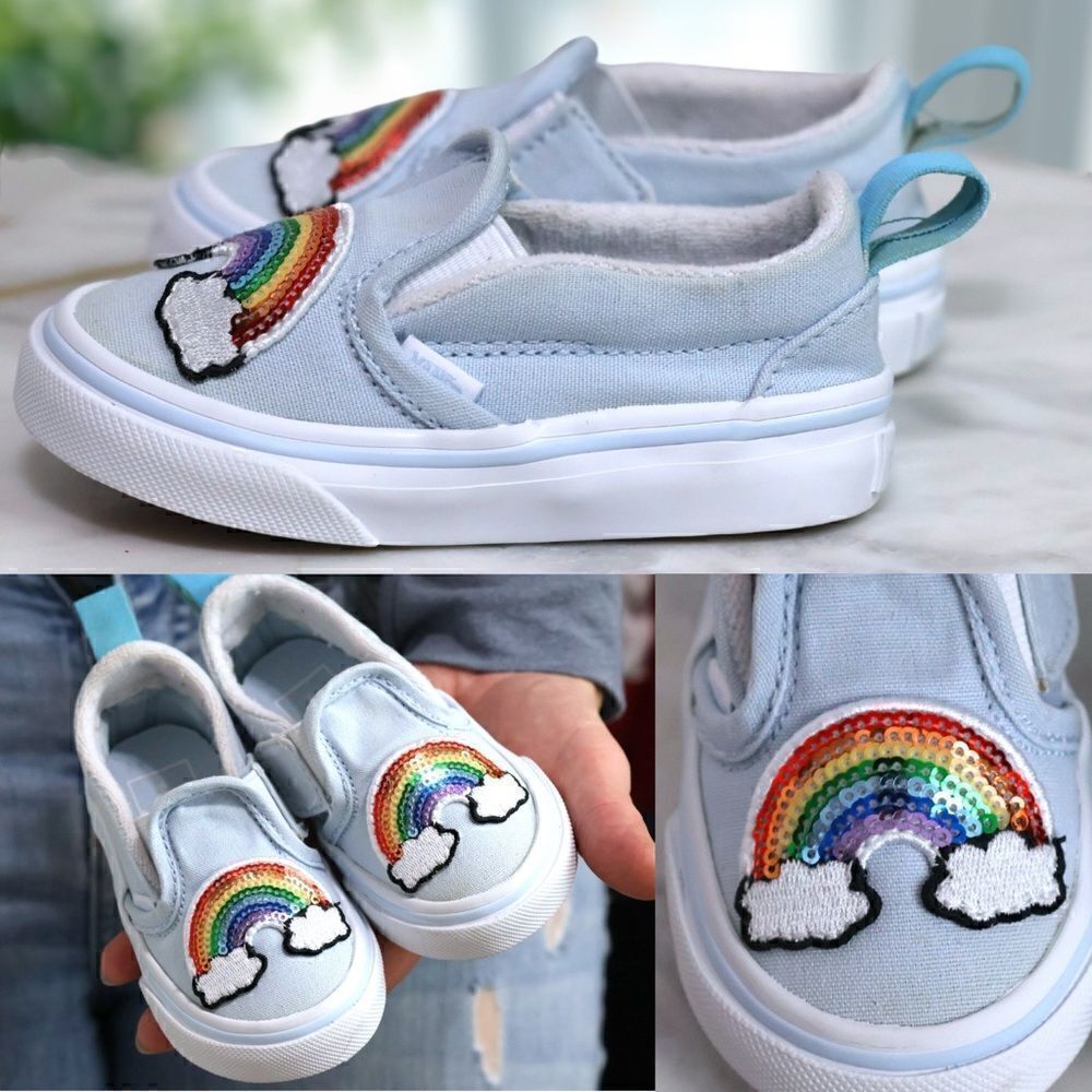 VANS Toddler Baby Sequin Patch Slip-On V Sneakers Shoes Size 5